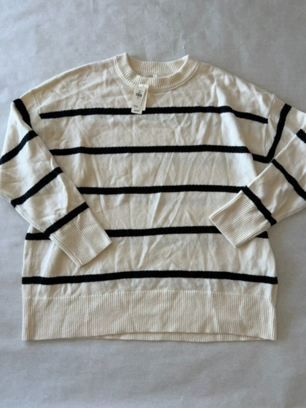 Aerie Crewneck Striped Sweater Black & White Sz L NWT